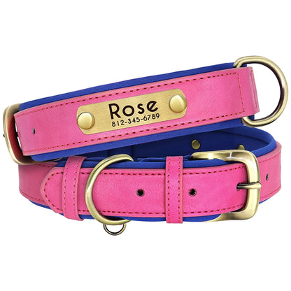 Customized Leather Dog Collar Leash Set Soft Padded Leather Collar For