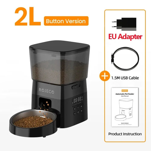 Automatic Cat Feeder Pet Smart Cat Food Kibble Dispenser Button