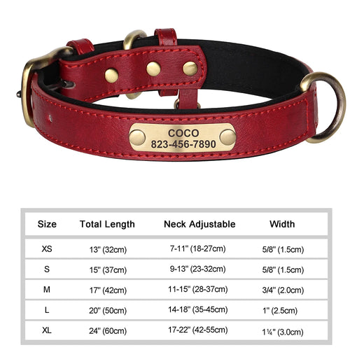 Personalized Dog Collar Custom Engraved PU Leather Dog Collars Free