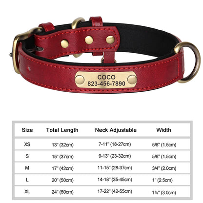 Personalized Dog Collar Custom Engraved PU Leather Dog Collars Free