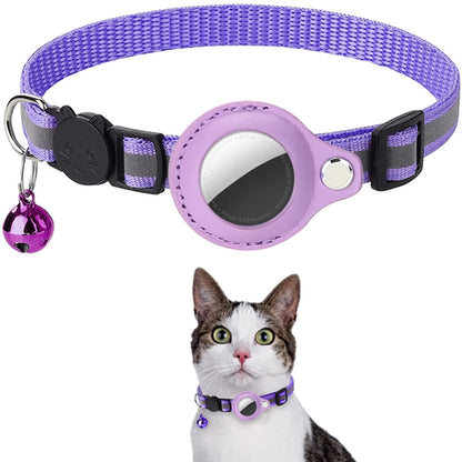 Cat AirTag Holder Collar Breakaway Reflective Strips Adjustable Kitten