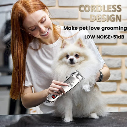 Professional Dog Hair Clipper All Metal Rechargeable Pet Trimmer Cat