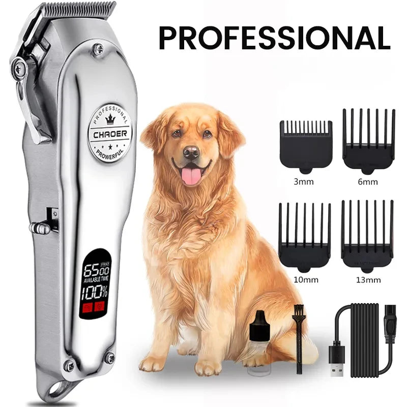 Professional Dog Hair Clipper All Metal Rechargeable Pet Trimmer Cat