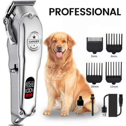 Professional Dog Hair Clipper All Metal Rechargeable Pet Trimmer Cat