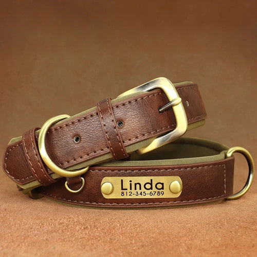 Customized Leather Dog Collar Leash Soft Padded Leather Collar For