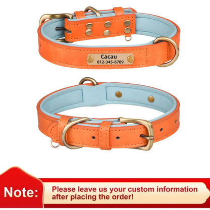 Customized Leather Dog Collar Leash Soft Padded Leather Collar For