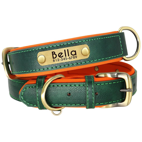 Customized Leather Dog Collar Leash Set Soft Padded Leather Collar For