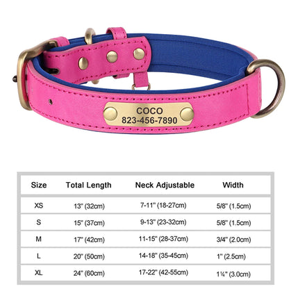 Personalized Dog Collar Custom Engraved PU Leather Dog Collars Free