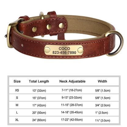 Personalized Dog Collar Custom Engraved PU Leather Dog Collars Free