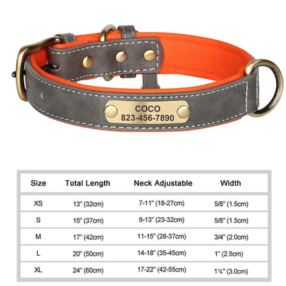 Personalized Dog Collar Custom Engraved PU Leather Dog Collars Free