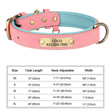 Personalized Dog Collar Custom Engraved PU Leather Dog Collars Free