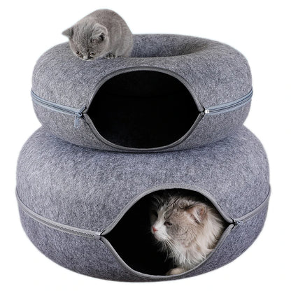 Donut Cat Bed Pet Cat Tunnel Interactive Game Toy Cat Bed Dual-use