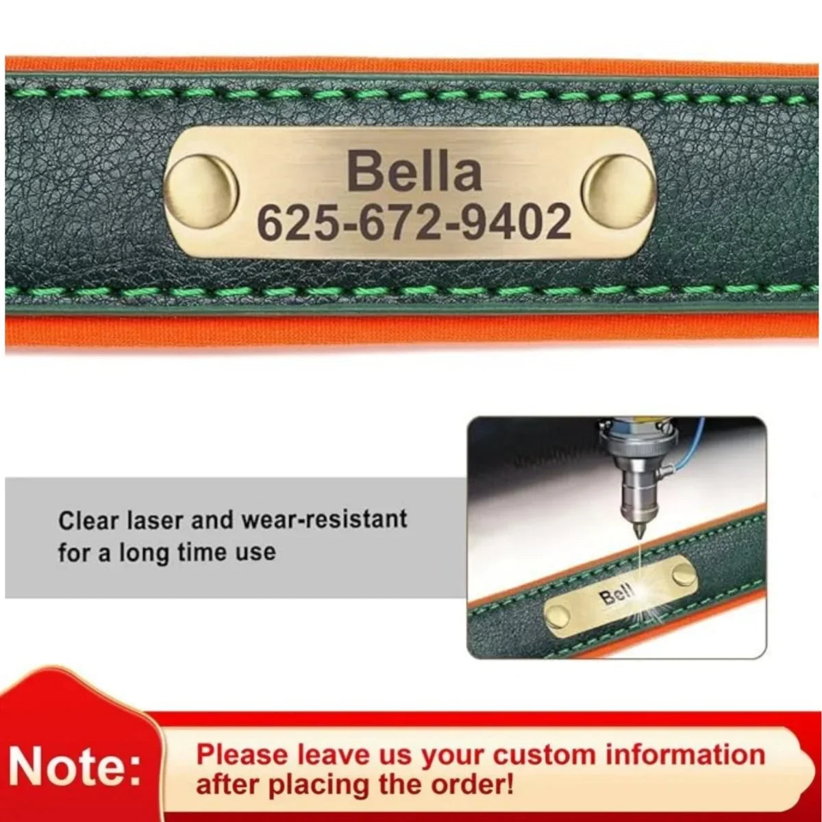 Customized Leather Dog Collar Leash Soft Padded Leather Collar For