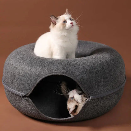 Donut Cat Bed Pet Cat Tunnel Interactive Game Toy Cat Bed Dual-use