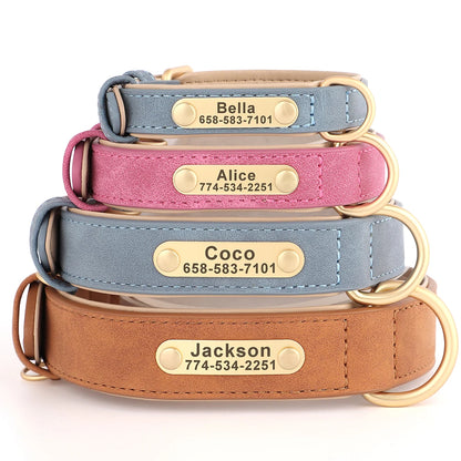 Personalized Dog Collar Custom Engraved PU Leather Dog Collars Free