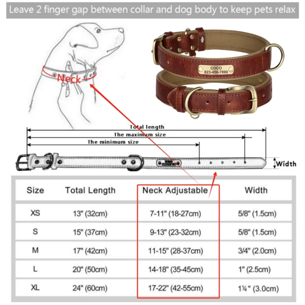 Customized Leather Dog Collar Leash Soft Padded Leather Collar For