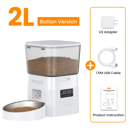 Automatic Cat Feeder Pet Smart Cat Food Kibble Dispenser Button