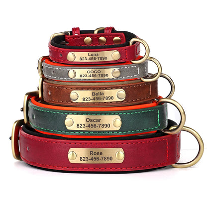 Personalized Dog Collar Custom Engraved PU Leather Dog Collars Free