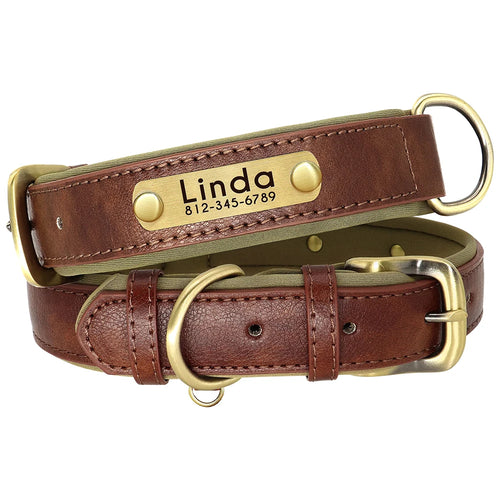 Customized Leather Dog Collar Leash Set Soft Padded Leather Collar For