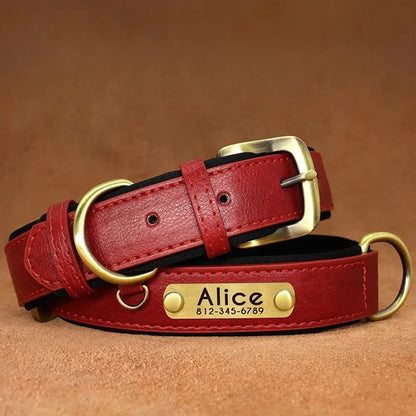 Customized Leather Dog Collar Leash Soft Padded Leather Collar For