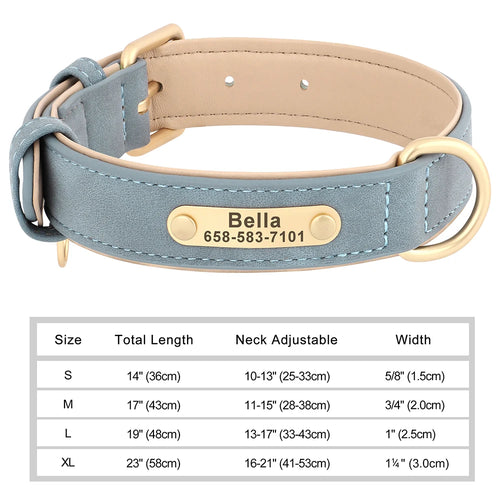 Personalized Dog Collar Custom Engraved PU Leather Dog Collars Free