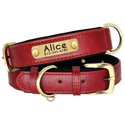 Customized Leather Dog Collar Leash Set Soft Padded Leather Collar For