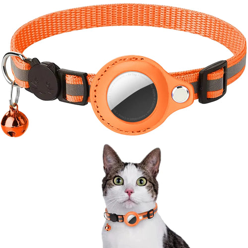 Cat AirTag Holder Collar Breakaway Reflective Strips Adjustable Kitten